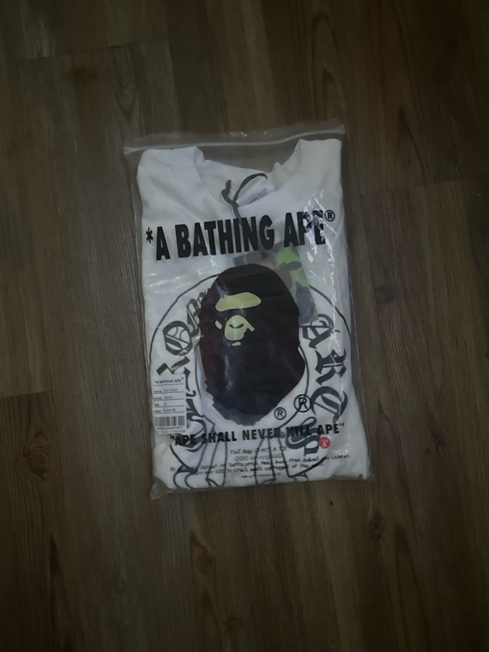 Bape White Graphic Ape Head Tee DM for free shipping